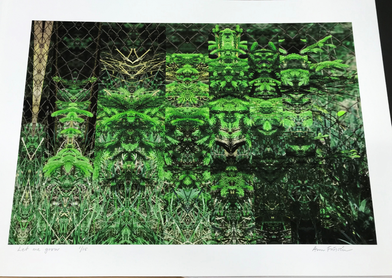 Konstverk med gröna växter skog 