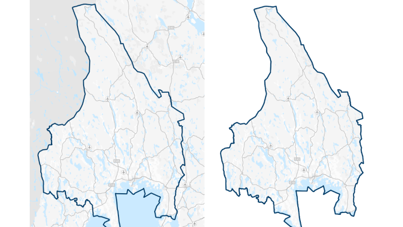 Två illustrerade kartor med olika markerade avskiljare. 