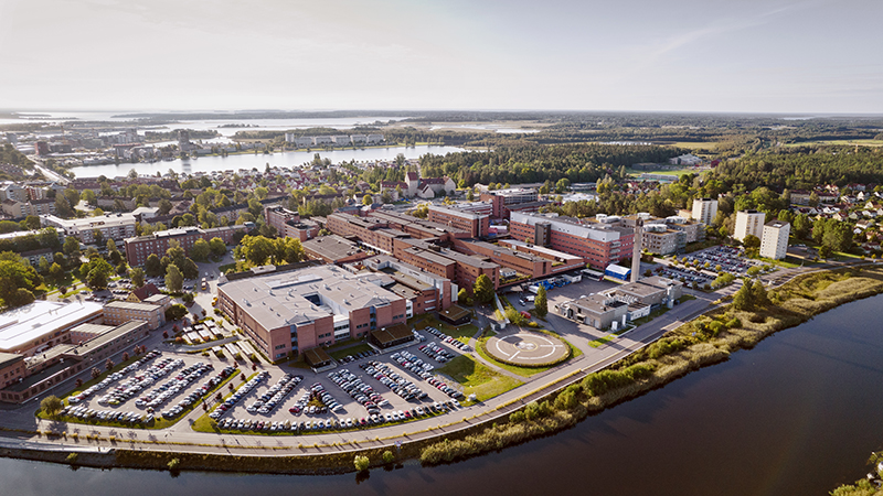 Flygbild över centralsjukhuset i Karlstad.