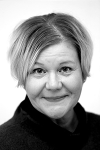 Svartvit ansiktsbild av Tarja Nevala Berlingson.
