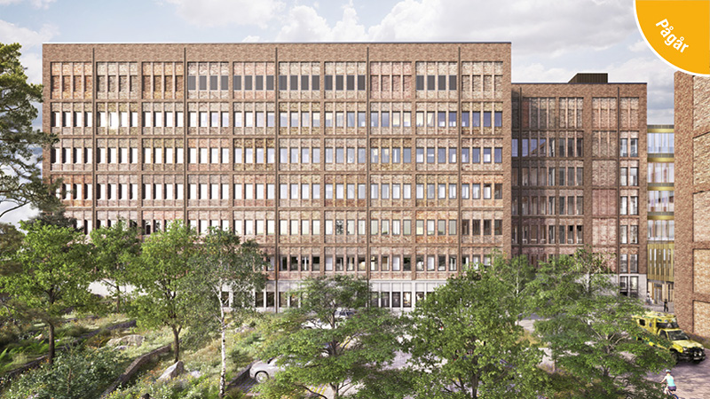 Visualisering av Mottagningshuset, en ny sjukhusbyggnad på Centralsjukhuset i Karlstad.