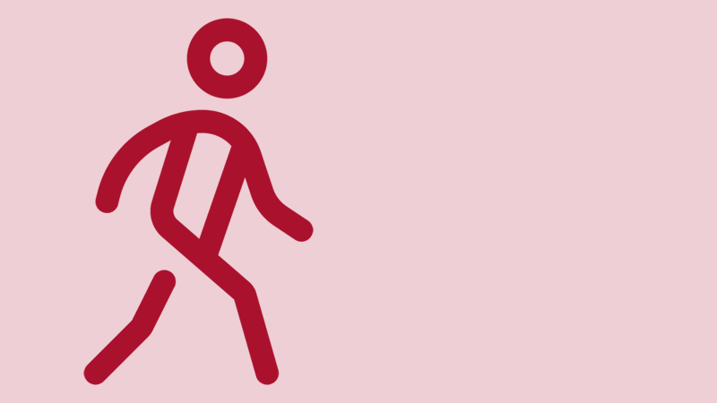 Ikon av en person som går. 