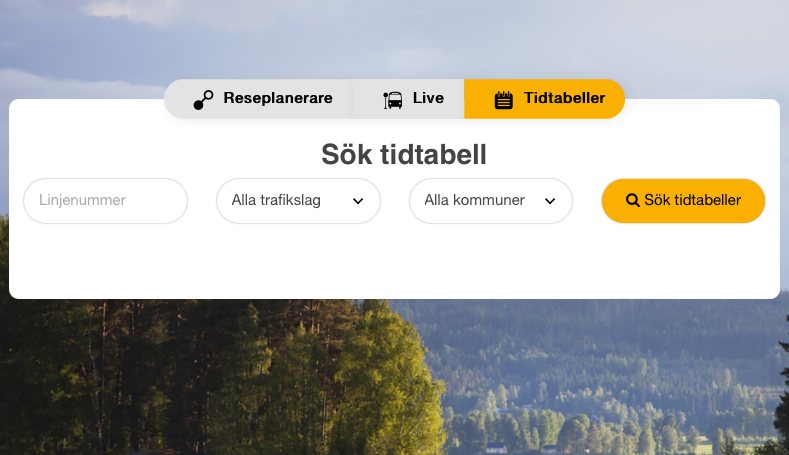 Reseplaneraren med Tidtabellsfliken öppen