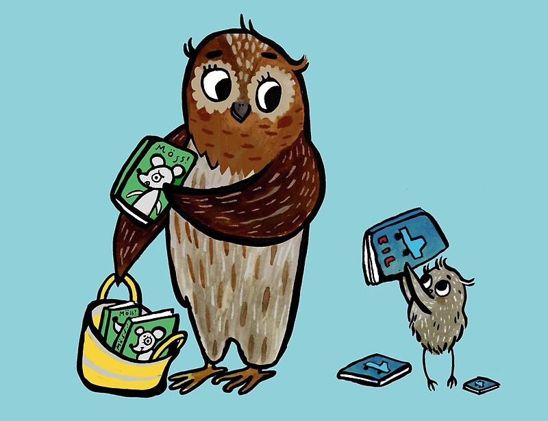 Illustration av två ugglor