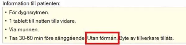 Utan förmån.