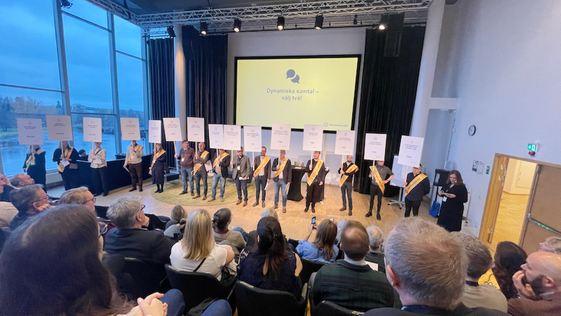 En publik som kollar på värdarna för konferensen