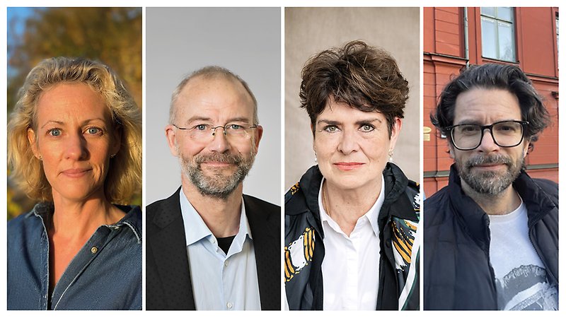 Porträttbilder på två män och två kvinnor.