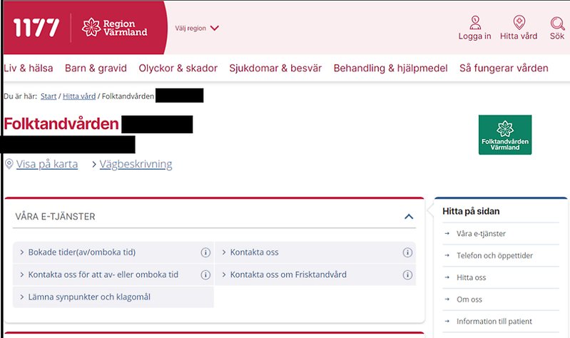 skärmdump från systemet 1177.se